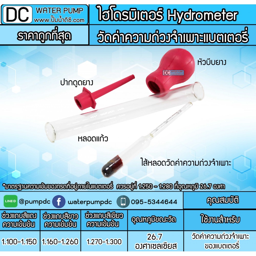 ไฮโดรมิเตอร์ HYDROMETER (กล่องสีเหลือง)